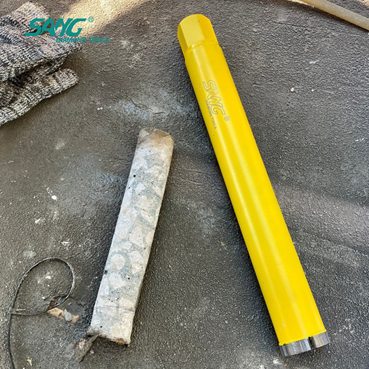 Desempenho comprovado em campo: Broca diamantada de segmento turbo com tecnologia SANG Arix para concreto armado.